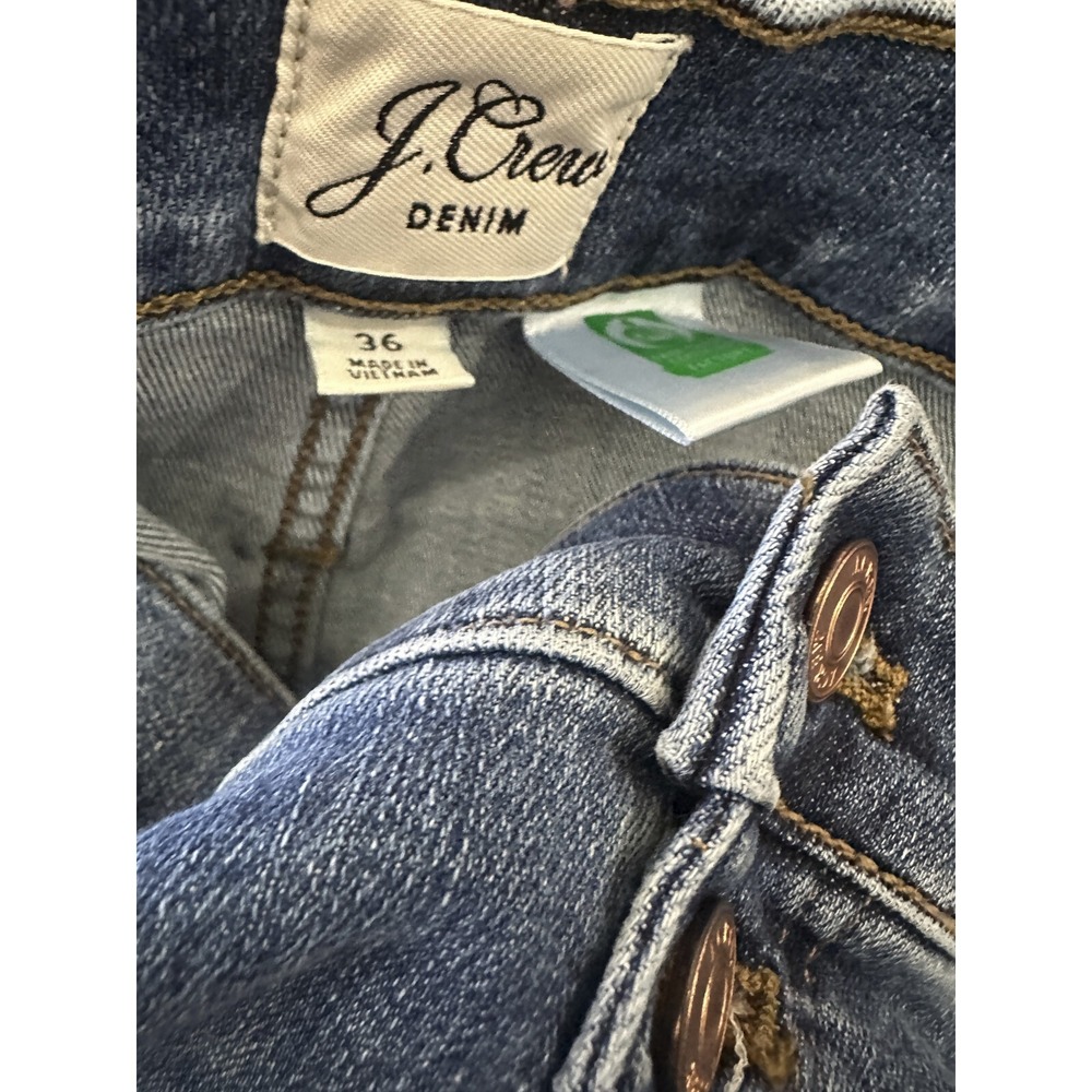 J. Crew 9" Vintage Straight Jeans Distressed Button Fly Blue Denim Plus Size 36 - Picture 5 of 10